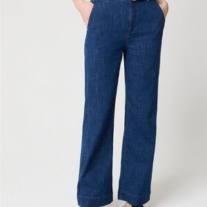 J Crew High Rise Wide Leg Classic Blue Women's Trouser Jeans 30